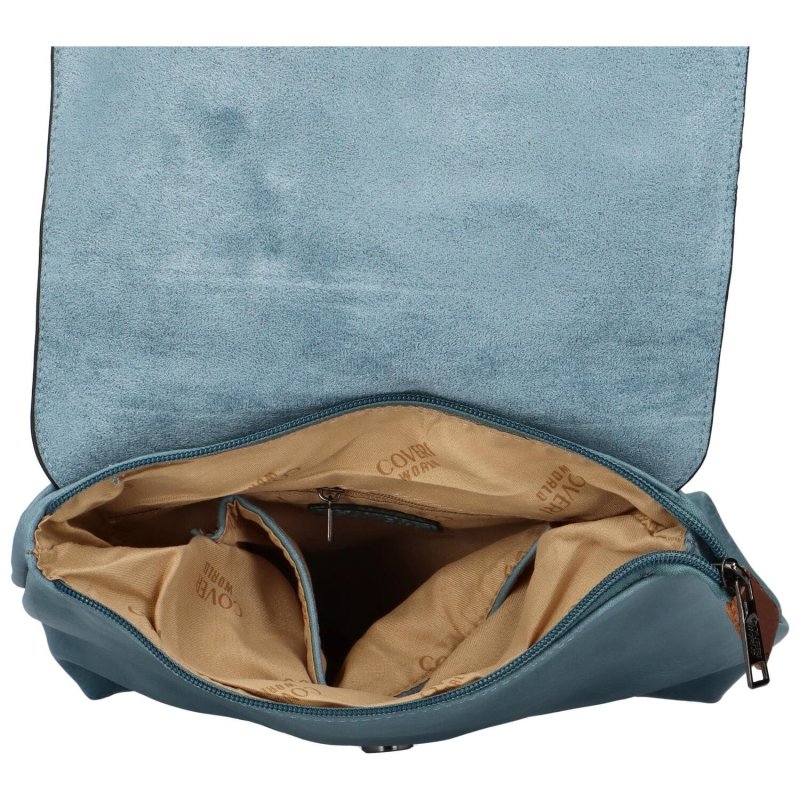 Stylový dámský koženkový kabelko-batoh Arceela, džínová modrá