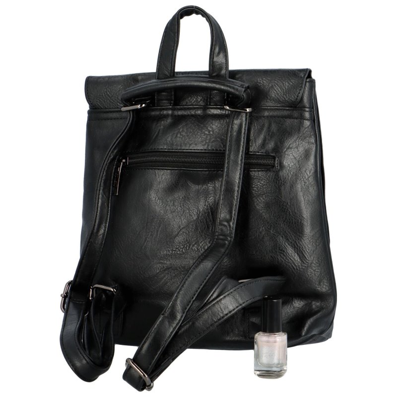 Stylový dámský koženkový kabelko-batoh Arceela, černý