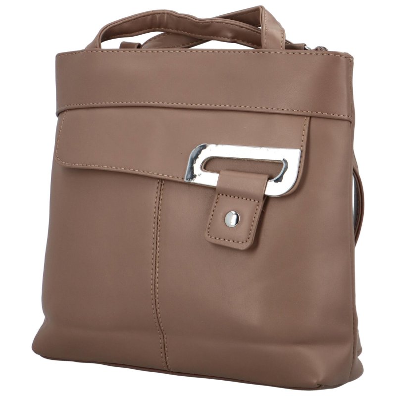 Trendy dámský koženkový kabelko-batůžek Eleana, světle hnědá