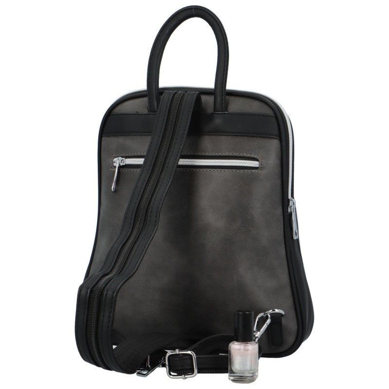 Módní dámský koženkový batoh Florence, šedo-černý