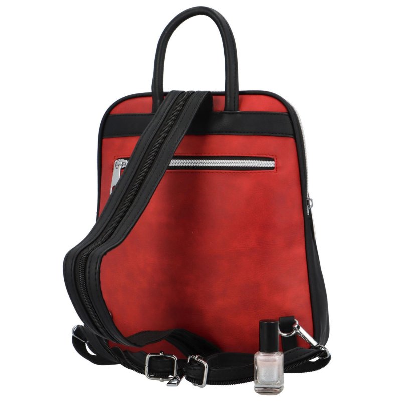 Módní dámský koženkový batoh Florence, červeno-černý