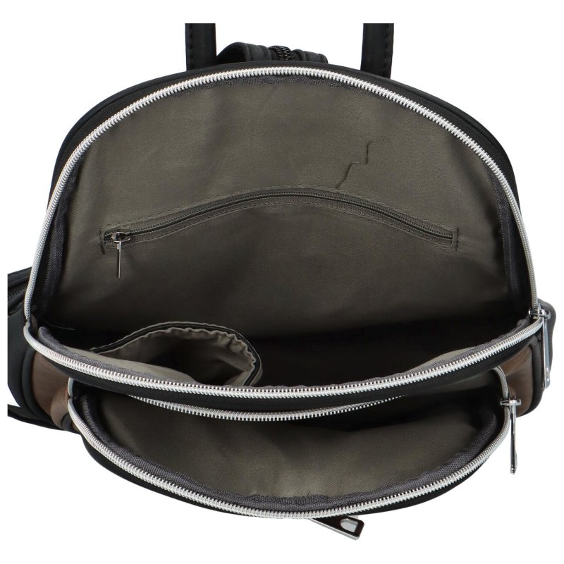 Módní dámský koženkový batoh Florence,  khaki-černý