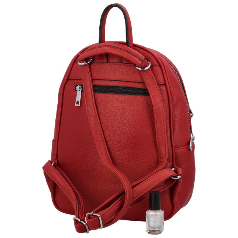 Módní dámský koženkový kabelko-batoh Rosita, červená