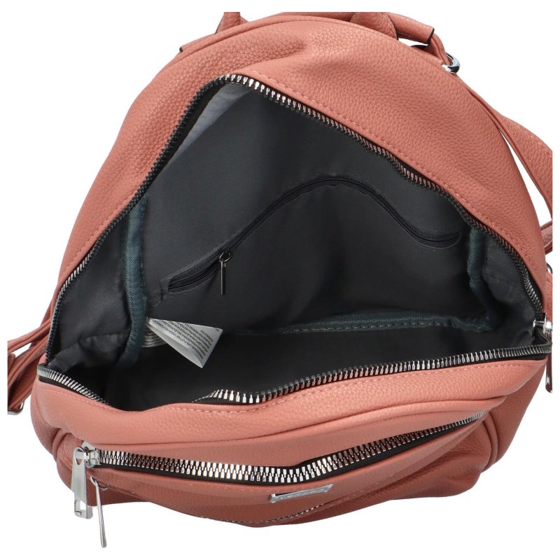 Módní dámský koženkový kabelko-batoh Rosita, růžová