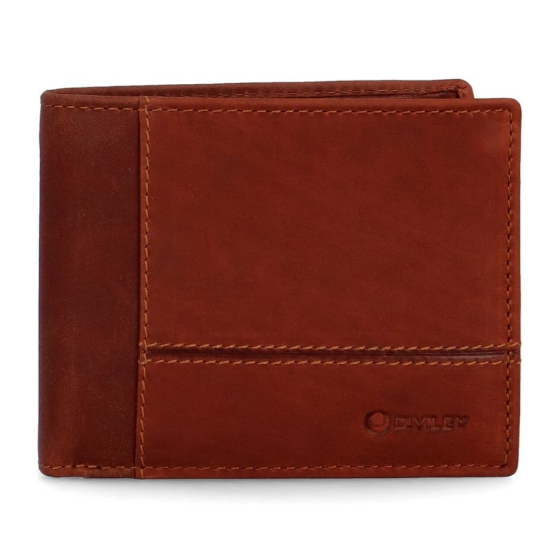 Pánská kožená peněženka na šířku Diviley Greg, koňaková