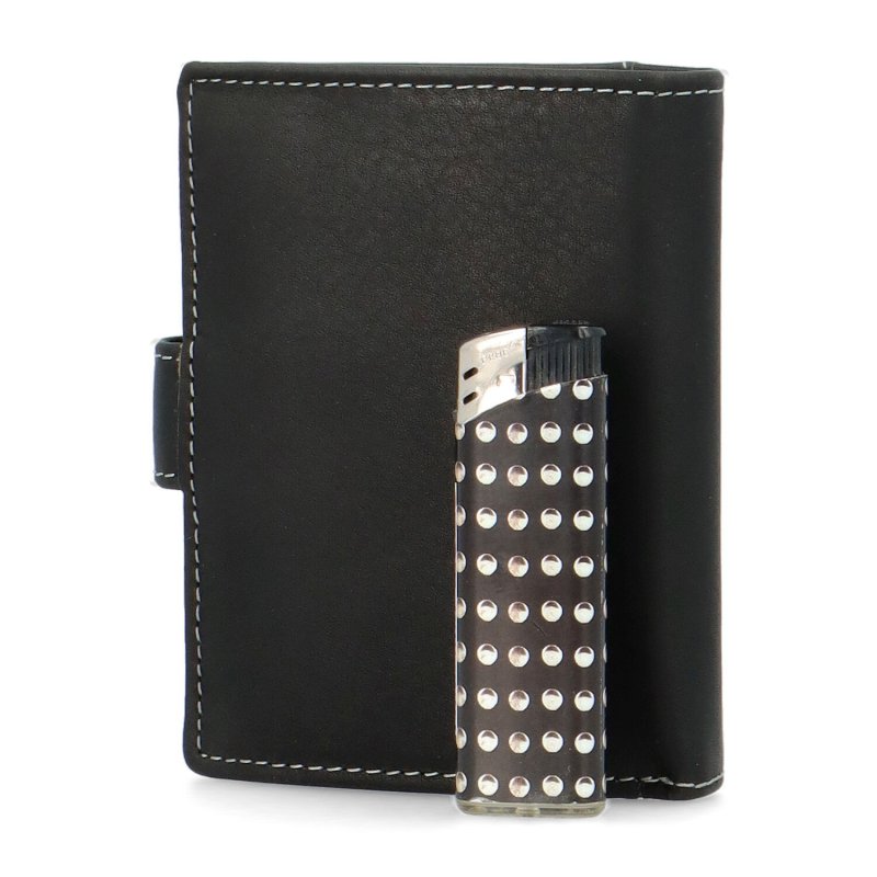 Pánská kožená peněženka na výšku Diviley Algren, černá/bílá