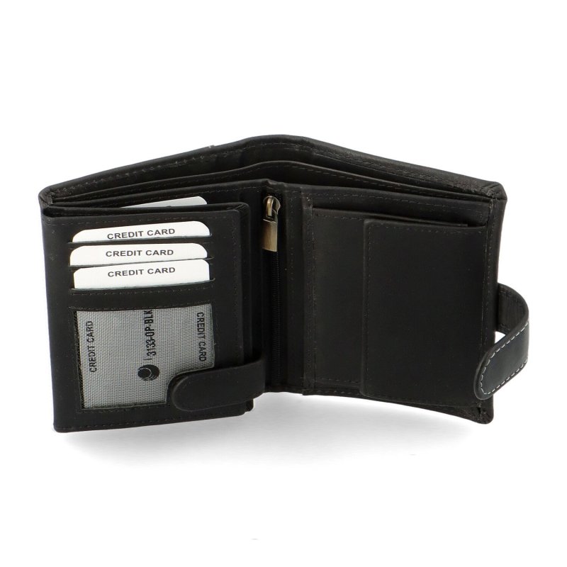 Pánská kožená peněženka na výšku Diviley Algren, černá/bílá