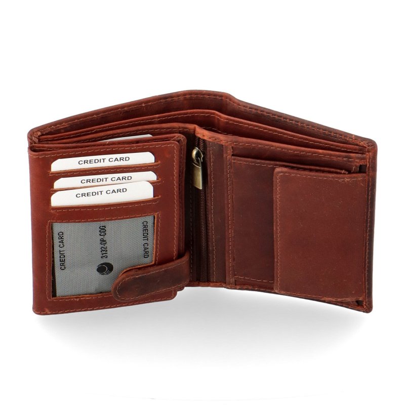 Pánská kožená peněženka na výšku Diviley Wilbur, koňaková