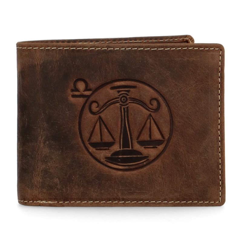 Pánská kožená peněženka Zvěrokruh Váhy - Daimon, hnědá