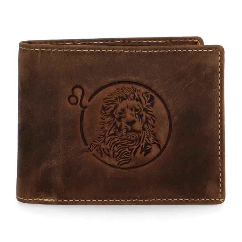 Pánská kožená peněženka Zvěrokruh Lev - Daimon, hnědá