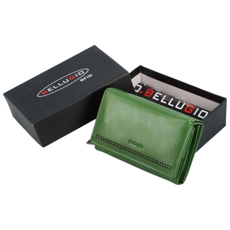 Dámská kožená malá peněženka Bellugio Gialla, tmavě zelená