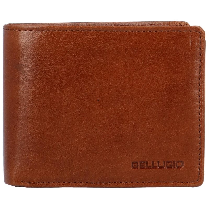 Pánská kožená peněženka na šířku Bellugio Atticus, koňaková