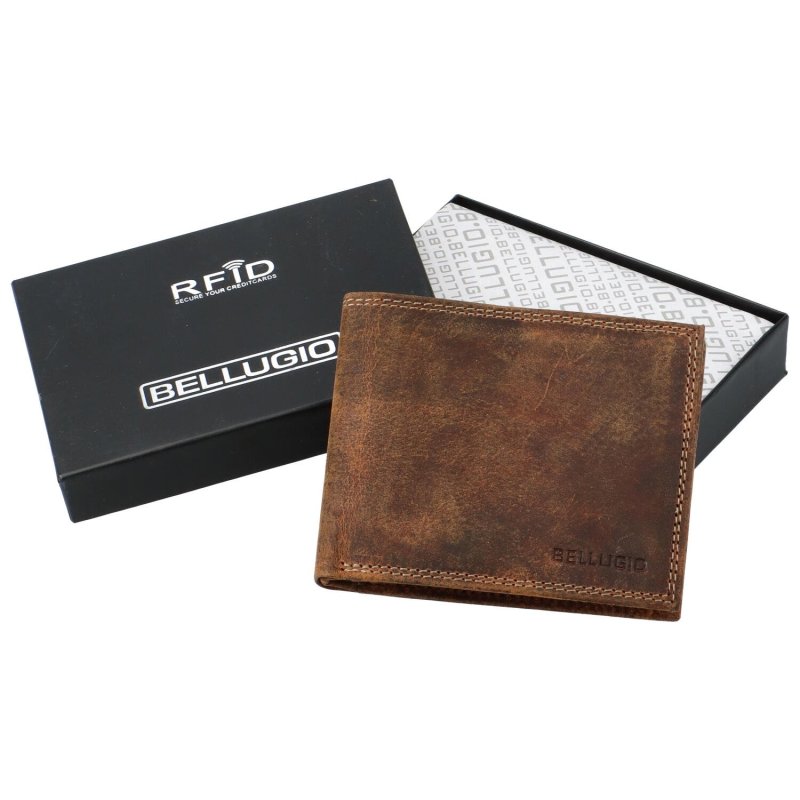Pánská kožená peněženka Bellugio Silas, světle hnědá