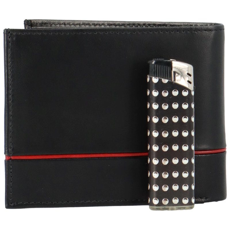 Pánská kožená peněženka na šířku Vimax Weron, černo/červená