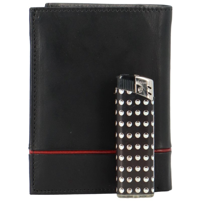 Pánská kožená peněženka na výšku Vimax Ezrant, černo/červená