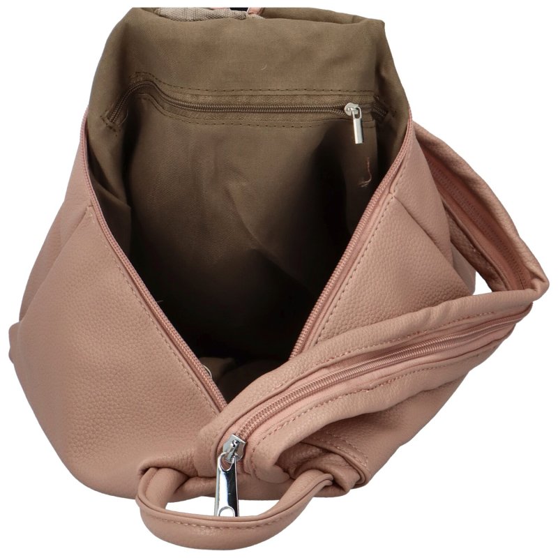 Stylový dámský koženkový batůžek Tutti, růžový