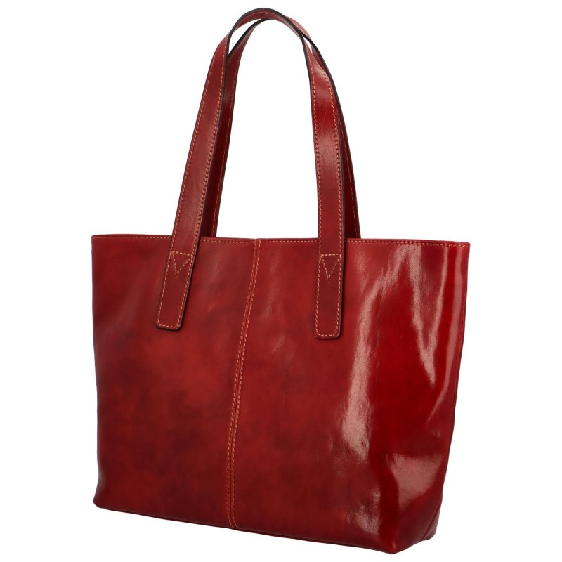 Luxusní dámská kožená kabelka Edna, červená