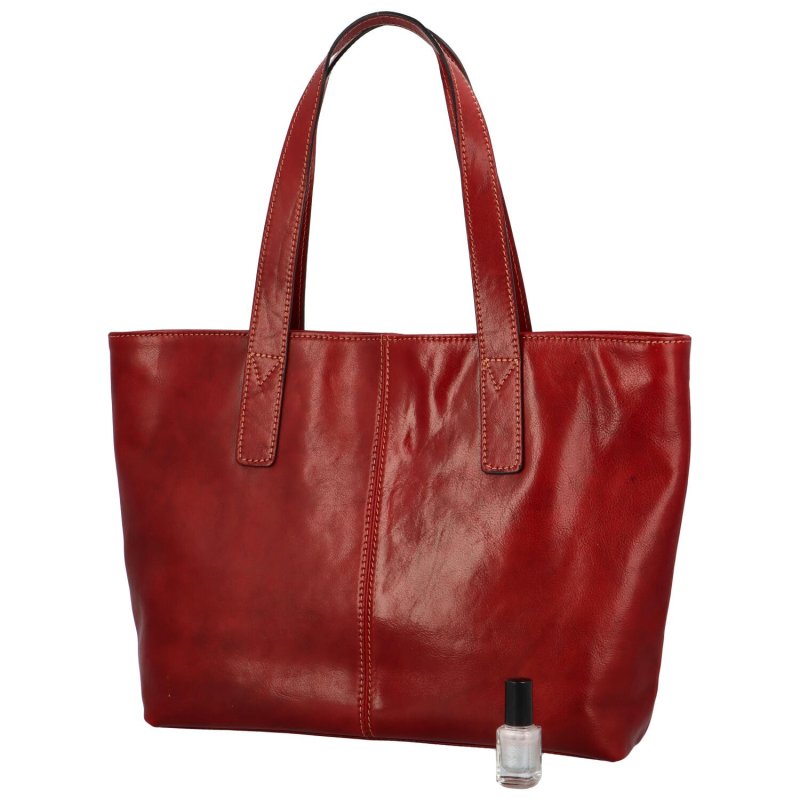Luxusní dámská kožená kabelka Edna, červená