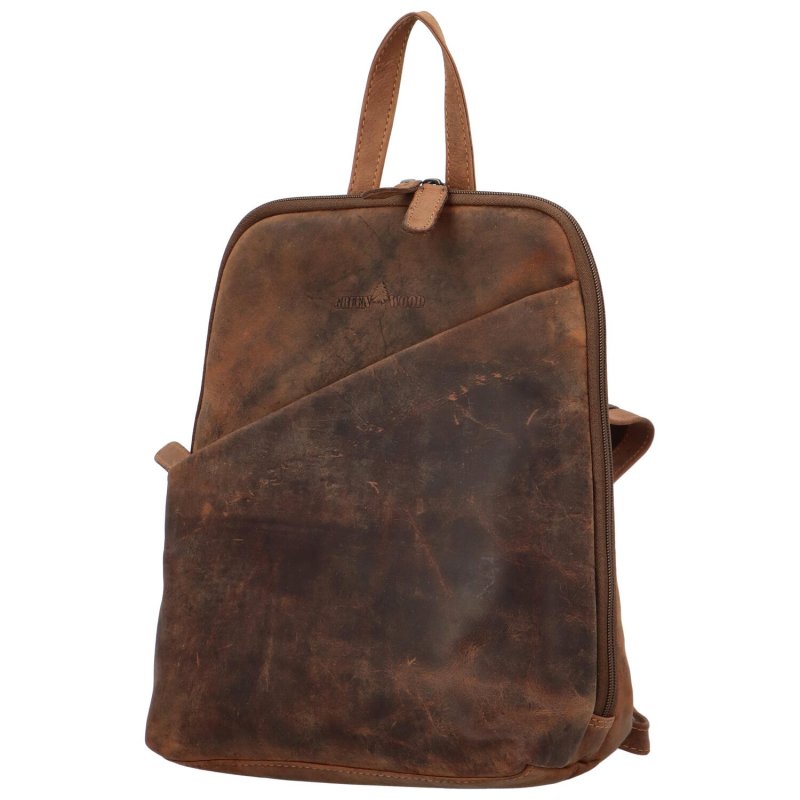 Praktický kožený batoh Indila, hnědý