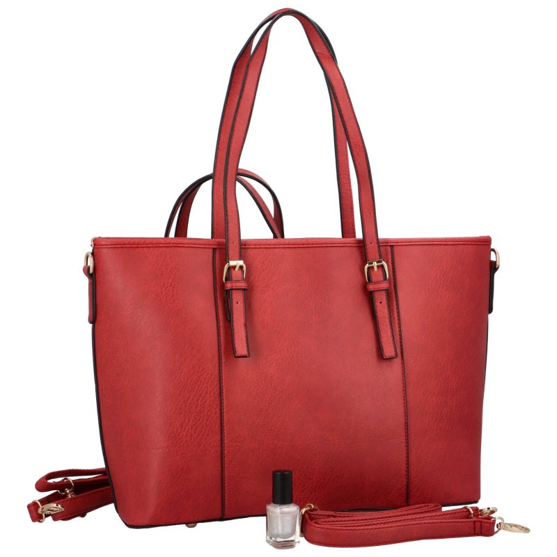 Velká dámská koženková kabelka na rameno Belliana, červená