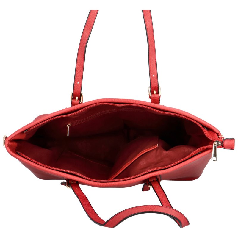 Velká dámská koženková kabelka na rameno Belliana, červená