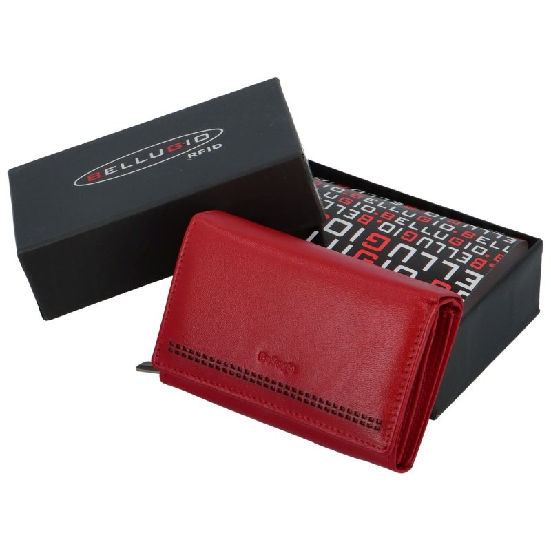 Dámská kožená malá peněženka Bellugio Gialla, tmavě červená