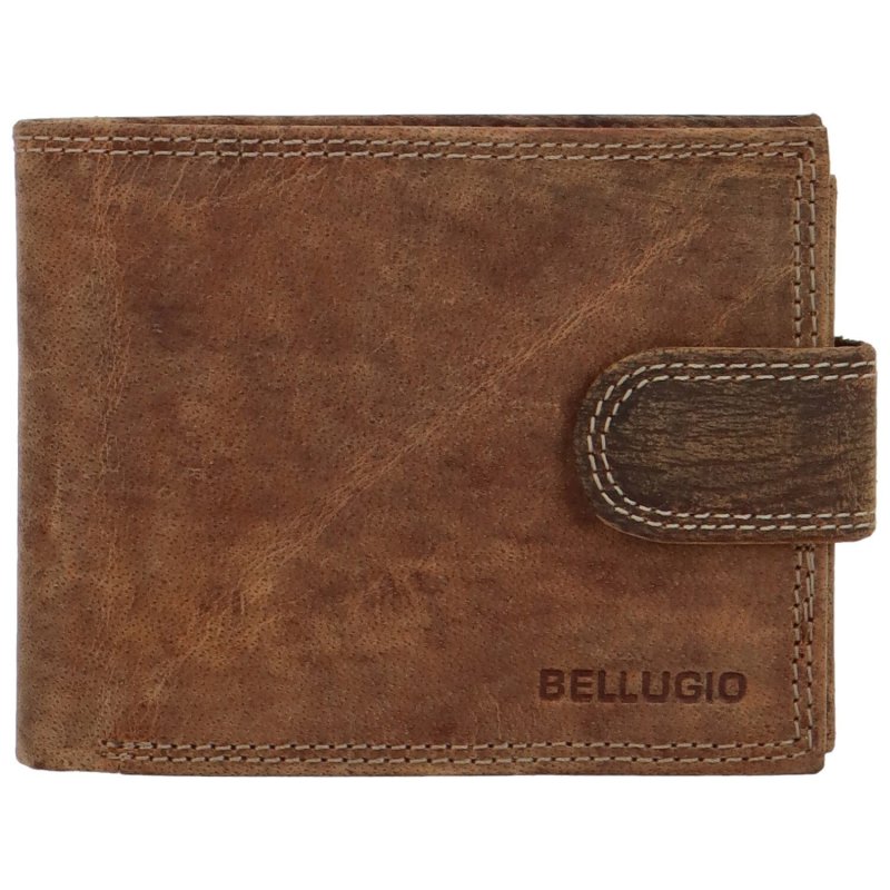 Pánská kožená peněženka na šířku Bellugio Louiss, světle hnědá