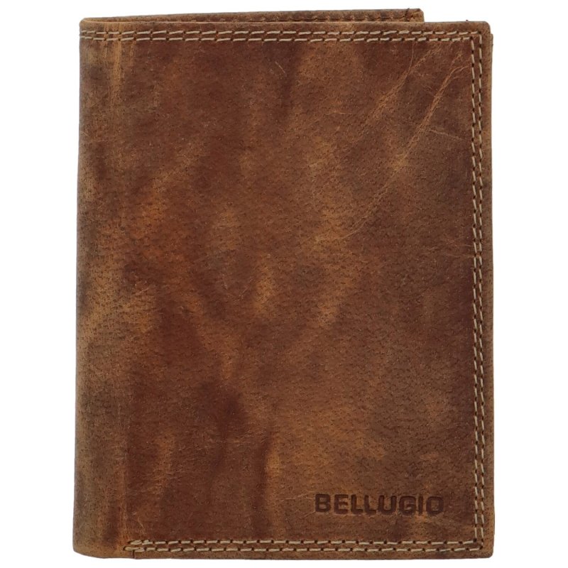 Pánská kožená peněženka na výšku Bellugio Malcomi, světle hnědá