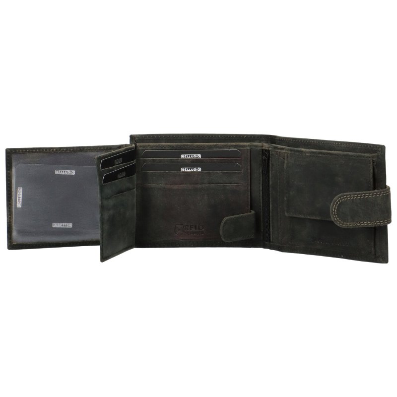 Pánská kožená peněženka na šířku Bellugio Louiss, černá