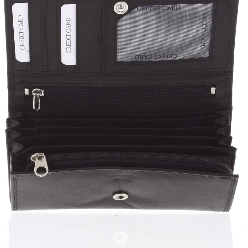 Moderní dámská kožená peněženka, černá matná