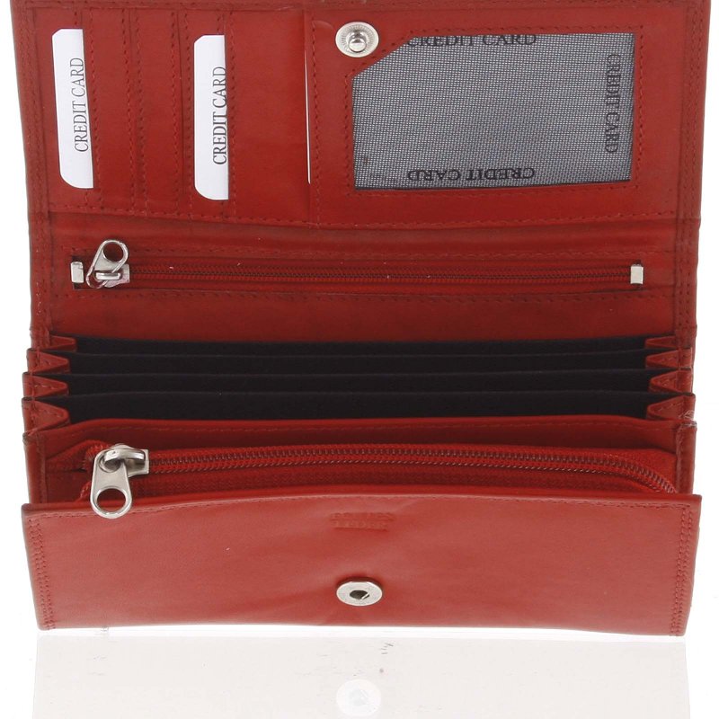 Moderní dámská kožená peněženka, červená matná
