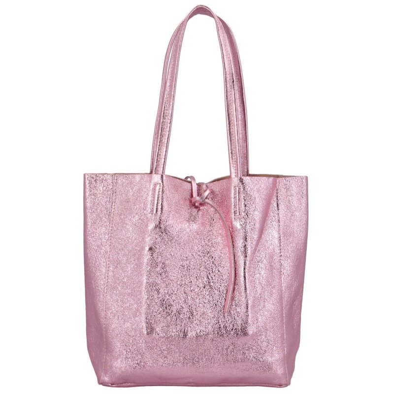 Luxusní dámská kožená kabelka přes rameno Diggian, růžovo-zlatá