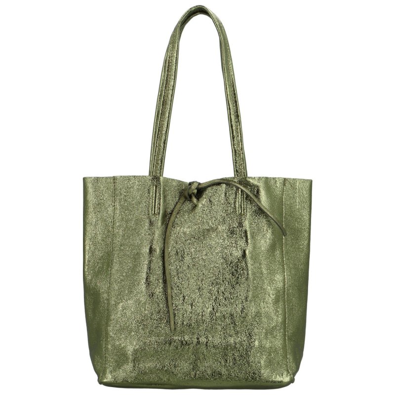 Luxusní dámská kožená kabelka přes rameno Diggian, zeleno-zlatá