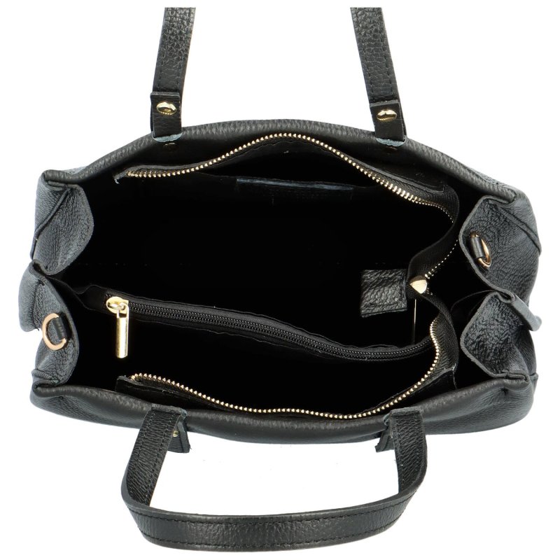 Trendy dámská kožená kabelka přes rameno Delami Doccina, černá