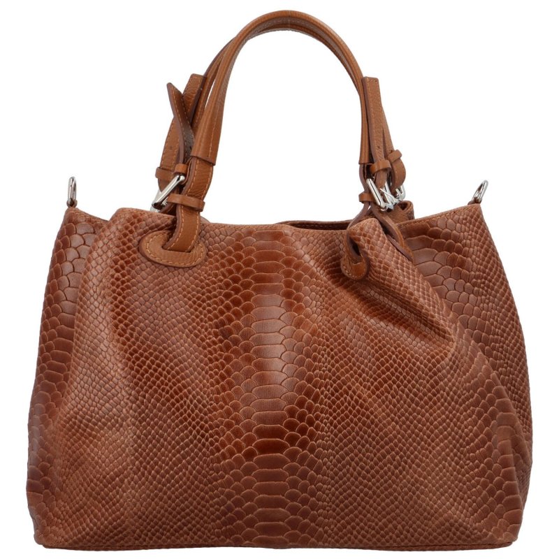 Luxusní dámská kožená kabelka do ruky Delami Pitriccia, hnědá