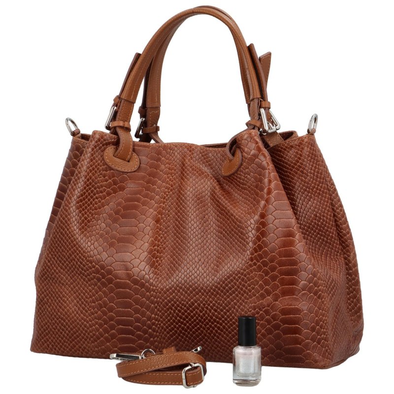 Luxusní dámská kožená kabelka do ruky Delami Pitriccia, hnědá