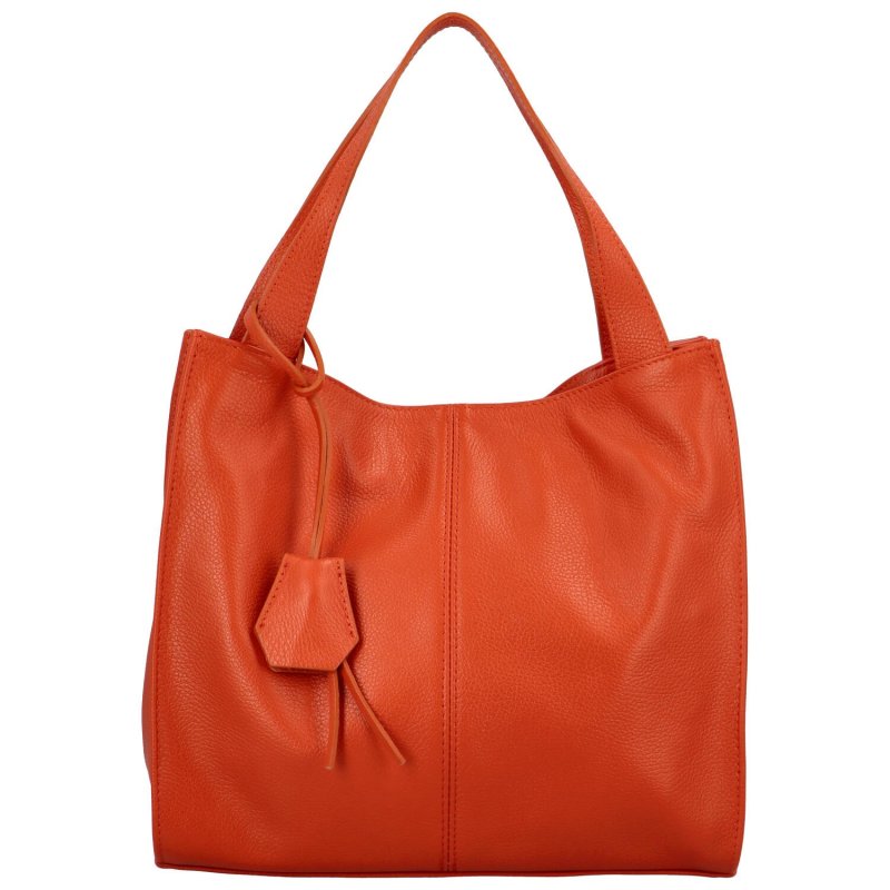 Trendy dámská kožená kabelka přes rameno Delami Torstima, oranžová