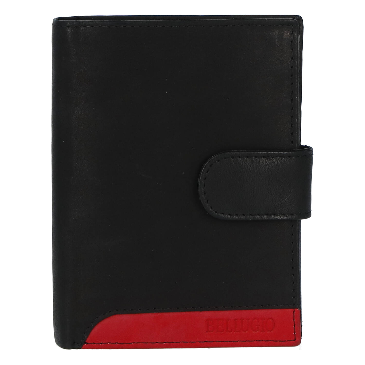 Praktická pánská kožená peněženka s barevným logem Margita, černá/červená