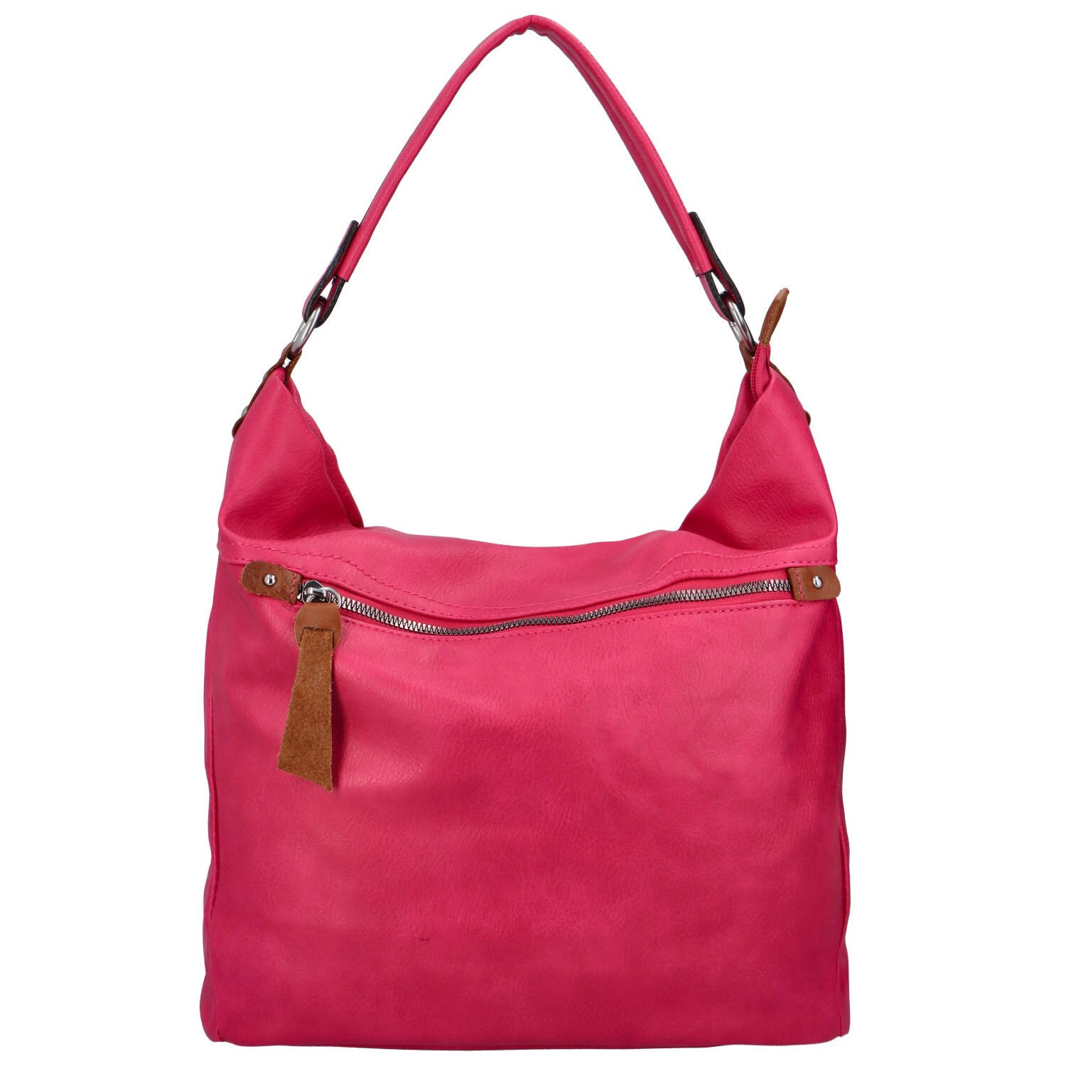 Příjemná dámská koženková taška většího formátu Veronica, růžová.