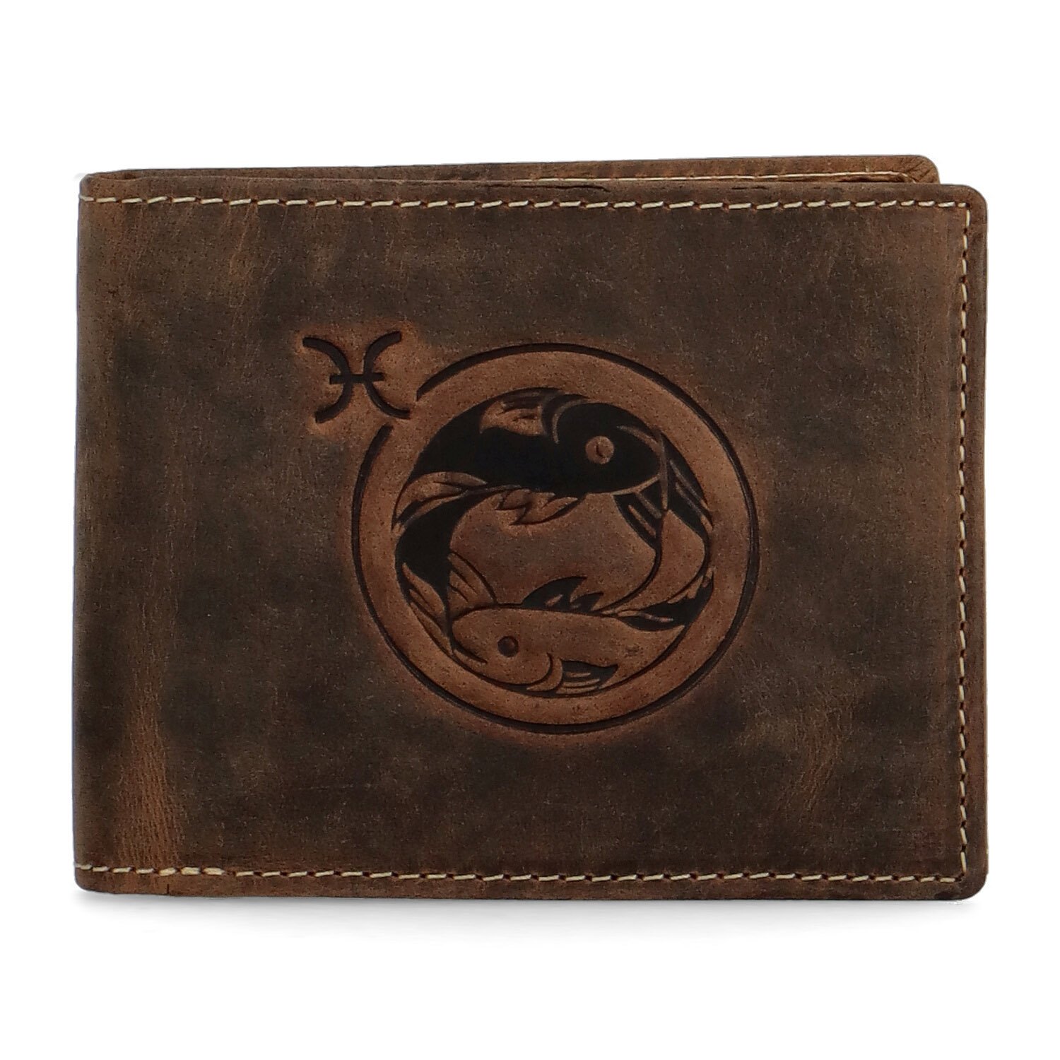 Pánská kožená peněženka Zvěrokruh Ryby - Daimon, hnědá