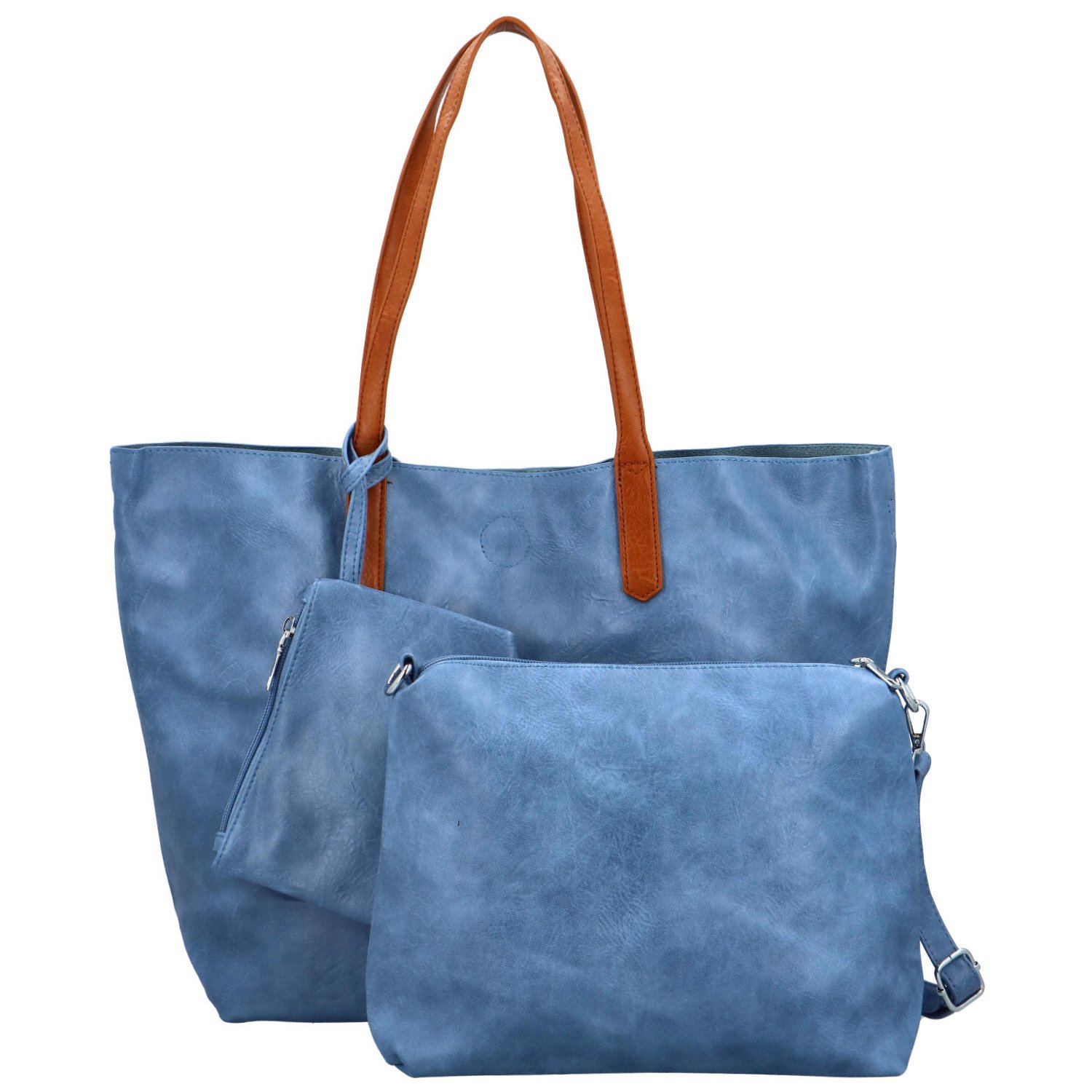 Trendy dámská koženková kabelka 2v1 na rameno Ignáta, modrá